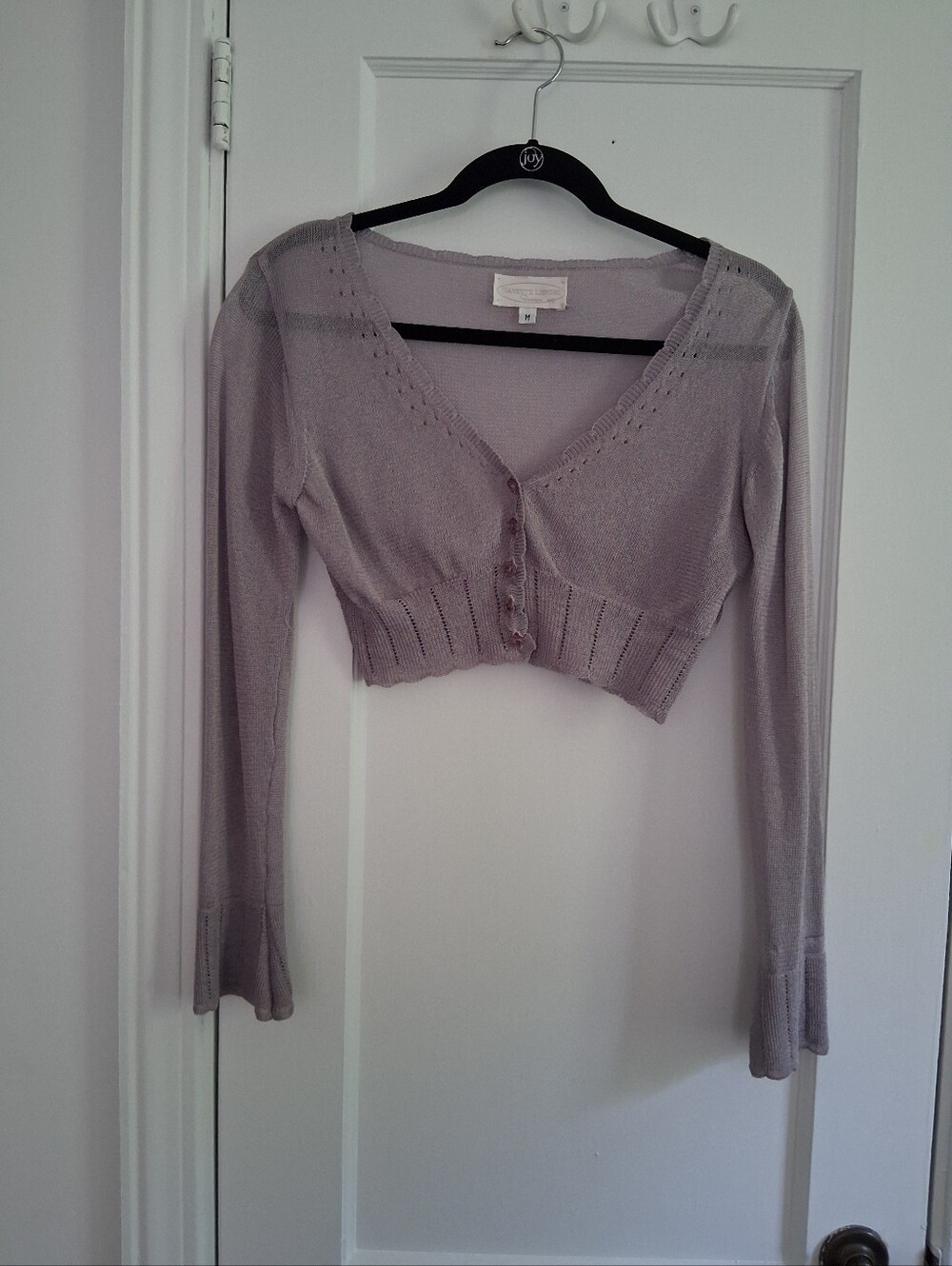 Nanette Lepore Purple Knitted Cropped Cardigan - Size Medium
